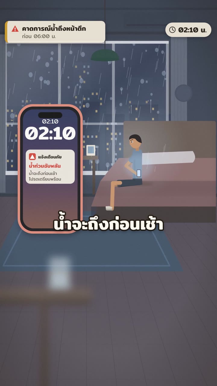 ฉากเปิด มือถือแจ้งเตือนน้ำท่วมตอนตีสอง